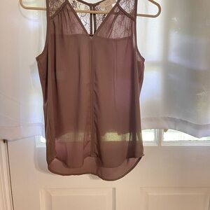 LOFT Brown Asymmetrical Sleeveless Blouse